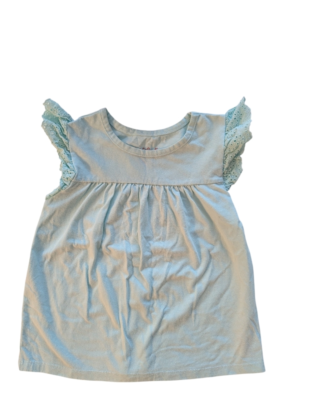 Cat & Jack Girls Light Green Flutter Sleeve Top Cotton Size 5T